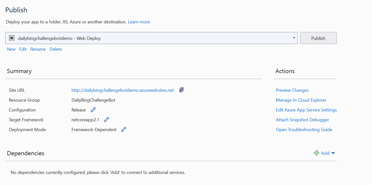 Web App Bot creation